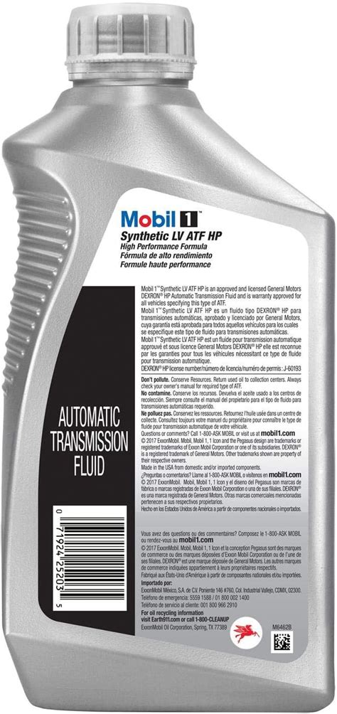 mobil 1 full synthetic lv automatic transmission fluid hp|dexron HP equivalent.